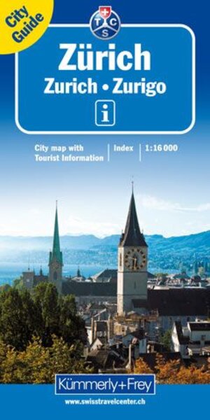 Zürich 1 : 16 000. City map: Stadtplan von Zürich mit: Hauptplan inkl. Flughafen, Liniennetz S-Bahn (SBB), Liniennetz Stadt (VBZ), Straßenverzeichnis, ... Strassenverzeichnis, Detailplan Zentrum
