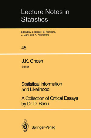 Buchcover Statistical Information and Likelihood | D. Basu | EAN 9781461238942 | ISBN 1-4612-3894-3 | ISBN 978-1-4612-3894-2