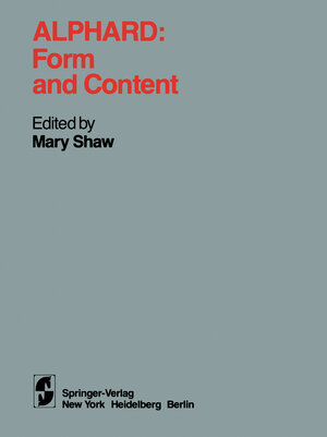 Buchcover Alphard: Form and Content | EAN 9781461259794 | ISBN 1-4612-5979-7 | ISBN 978-1-4612-5979-4