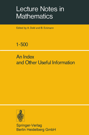 Buchcover An Index and Other Useful Information | A. Dold | EAN 9781489945815 | ISBN 1-4899-4581-4 | ISBN 978-1-4899-4581-5