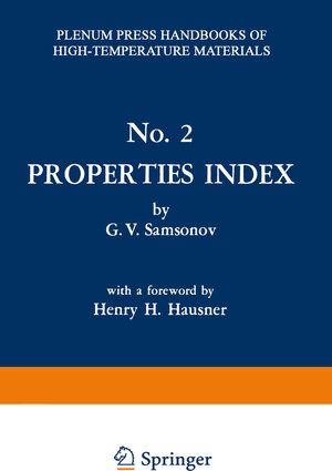 Buchcover Properties Index | G. V. Samsonov | EAN 9781489950918 | ISBN 1-4899-5091-5 | ISBN 978-1-4899-5091-8