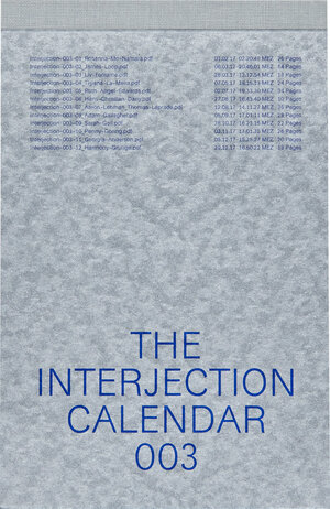 Buchcover The Interjection Calendar 003 | Georgia Patience Anderson | EAN 9781999968106 | ISBN 1-9999681-0-7 | ISBN 978-1-9999681-0-6