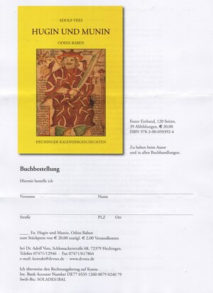 Buchcover Hugin und Munin Odins Raben | Adolf Vees | EAN 9783000503924 | ISBN 3-00-050392-7 | ISBN 978-3-00-050392-4