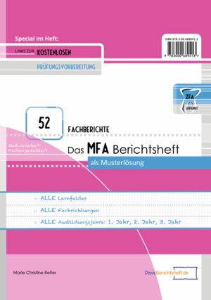Buchcover Das MFA Berichtsheft - mit 52 Fachberichten | Marie Christine Reiter | EAN 9783000689413 | ISBN 3-00-068941-9 | ISBN 978-3-00-068941-3