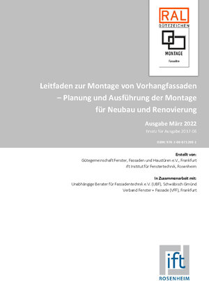 Buchcover Leitfaden zur Montage von Vorhangfassaden  | EAN 9783000712081 | ISBN 3-00-071208-9 | ISBN 978-3-00-071208-1
