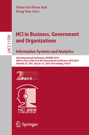 Buchcover HCI in Business, Government and Organizations. Information Systems and Analytics  | EAN 9783030223380 | ISBN 3-030-22338-8 | ISBN 978-3-030-22338-0