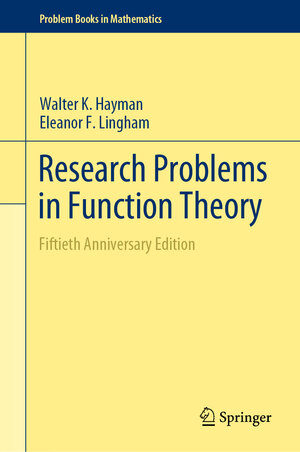 Buchcover Research Problems in Function Theory | Walter K. Hayman | EAN 9783030251642 | ISBN 3-030-25164-0 | ISBN 978-3-030-25164-2