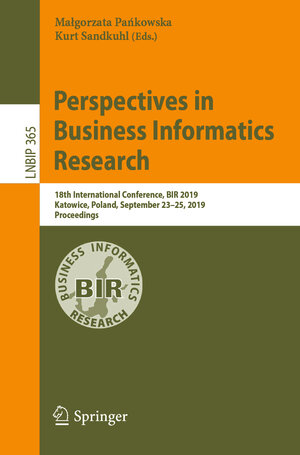 Buchcover Perspectives in Business Informatics Research  | EAN 9783030311438 | ISBN 3-030-31143-0 | ISBN 978-3-030-31143-8