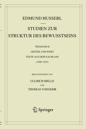 Buchcover Studien zur Struktur des Bewusstseins | Edmund Husserl | EAN 9783030359256 | ISBN 3-030-35925-5 | ISBN 978-3-030-35925-6