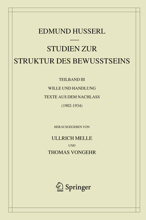 Buchcover Studien zur Struktur des Bewusstseins | Edmund Husserl | EAN 9783030359270 | ISBN 3-030-35927-1 | ISBN 978-3-030-35927-0