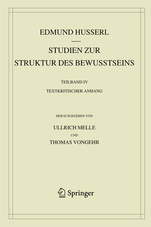 Buchcover Studien zur Struktur des Bewusstseins | Edmund Husserl | EAN 9783030360962 | ISBN 3-030-36096-2 | ISBN 978-3-030-36096-2