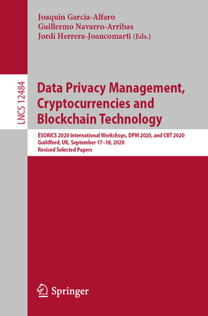 Buchcover Data Privacy Management, Cryptocurrencies and Blockchain Technology | EAN 9783030661717 | ISBN 3-030-66171-7 | ISBN 978-3-030-66171-7