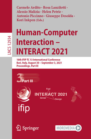 Buchcover Human-Computer Interaction – INTERACT 2021 | EAN 9783030856137 | ISBN 3-030-85613-5 | ISBN 978-3-030-85613-7