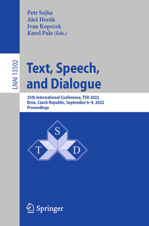 Buchcover Text, Speech, and Dialogue  | EAN 9783031162695 | ISBN 3-031-16269-2 | ISBN 978-3-031-16269-5