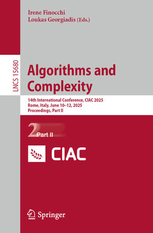 Buchcover Algorithms and Complexity | EAN 9783031929342 | ISBN 3-031-92934-9 | ISBN 978-3-031-92934-2