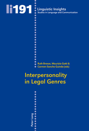 Buchcover Interpersonality in Legal Genres  | EAN 9783034315241 | ISBN 3-0343-1524-4 | ISBN 978-3-0343-1524-1