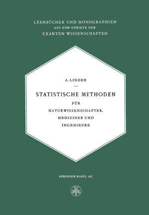 Buchcover Statistische Methoden | Arthur Linder | EAN 9783034840927 | ISBN 3-0348-4092-6 | ISBN 978-3-0348-4092-7