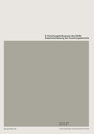 Buchcover 9. Forschungskolloquiums des Deutschen Ausschusses für Stahlbeton (DAfSt) | Kenneth A. Loparo | EAN 9783034852913 | ISBN 3-0348-5291-6 | ISBN 978-3-0348-5291-3
