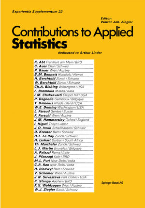 Buchcover Contribution to Applied Statistics | Ziegler | EAN 9783034855150 | ISBN 3-0348-5515-X | ISBN 978-3-0348-5515-0