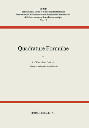 Buchcover Quadrature Formulae | GHIZZETTI | EAN 9783034858373 | ISBN 3-0348-5837-X | ISBN 978-3-0348-5837-3