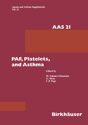 Buchcover PAF, Platelets, and Asthma | M. Schmitz-Schumann | EAN 9783034874533 | ISBN 3-0348-7453-7 | ISBN 978-3-0348-7453-3