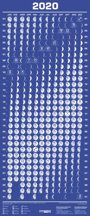 Buchcover Mondphasenkalender 2020  | EAN 9783037885802 | ISBN 3-03788-580-7 | ISBN 978-3-03788-580-2