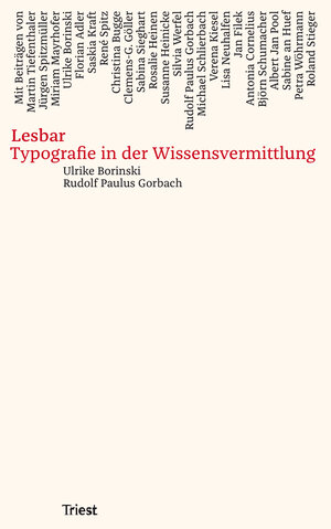 Buchcover Lesbar  | EAN 9783038630395 | ISBN 3-03863-039-X | ISBN 978-3-03863-039-5