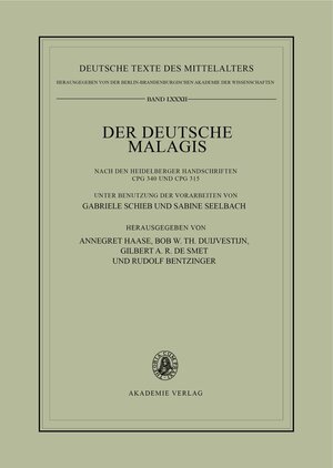 Buchcover Der deutsche Malagis nach den Heidelberger Handschriften Cpg 340 und 315  | EAN 9783050021973 | ISBN 3-05-002197-7 | ISBN 978-3-05-002197-3