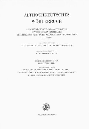 Buchcover Althochdeutsches Wörterbuch / Band V: K-L, 12./13. Lieferung (lib bis fir-liogan)  | EAN 9783050044392 | ISBN 3-05-004439-X | ISBN 978-3-05-004439-2