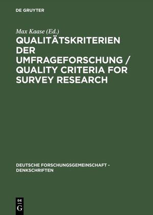 Buchcover Qualitätskriterien der Umfrageforschung / Quality Criteria for Survey Research  | EAN 9783050077536 | ISBN 3-05-007753-0 | ISBN 978-3-05-007753-6