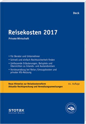 Buchcover Reisekosten 2017 | Wolfgang Deck | EAN 9783083110170 | ISBN 3-08-311017-0 | ISBN 978-3-08-311017-0