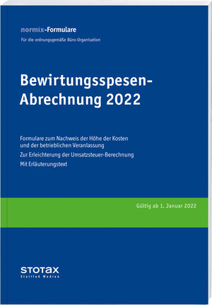 Buchcover Bewirtungsspesen - Abrechnungen 2022, Formularblock  | EAN 9783083119227 | ISBN 3-08-311922-4 | ISBN 978-3-08-311922-7