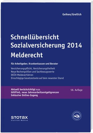 Buchcover Schnellübersicht Sozialversicherung 2014 Melderecht | Werner Greilich | EAN 9783083141143 | ISBN 3-08-314114-9 | ISBN 978-3-08-314114-3