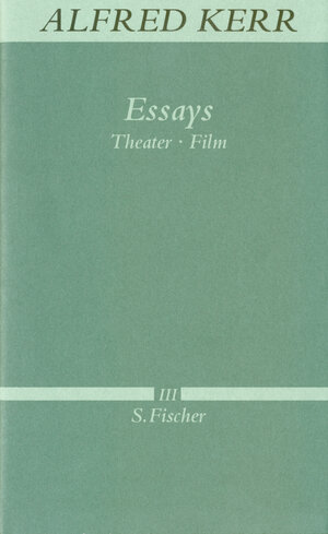 Essays: Theater - Film<br /> Band III