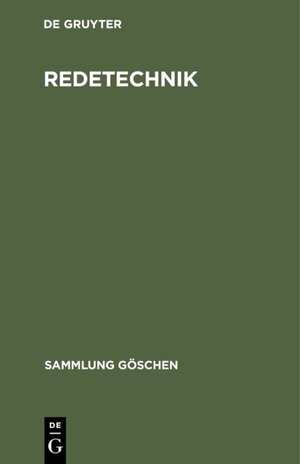 Buchcover Redetechnik | EAN 9783110048360 | ISBN 3-11-004836-1 | ISBN 978-3-11-004836-0