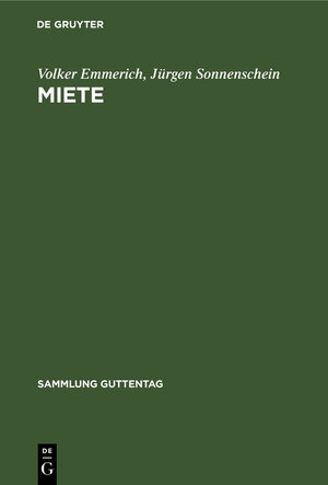 Buchcover Miete | Volker Emmerich | EAN 9783110117974 | ISBN 3-11-011797-5 | ISBN 978-3-11-011797-4