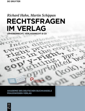 Buchcover Rechtsfragen im Verlag | Richard Hahn | EAN 9783110303810 | ISBN 3-11-030381-7 | ISBN 978-3-11-030381-0