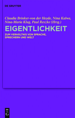 Buchcover Eigentlichkeit  | EAN 9783110335484 | ISBN 3-11-033548-4 | ISBN 978-3-11-033548-4