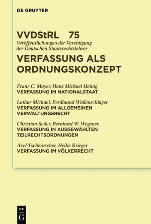 Buchcover Verfassung als Ordnungskonzept | Franz Mayer | EAN 9783110442953 | ISBN 3-11-044295-7 | ISBN 978-3-11-044295-3