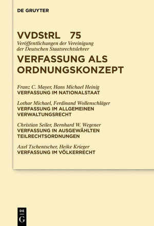 Buchcover Verfassung als Ordnungskonzept | Franz Mayer | EAN 9783110443257 | ISBN 3-11-044325-2 | ISBN 978-3-11-044325-7