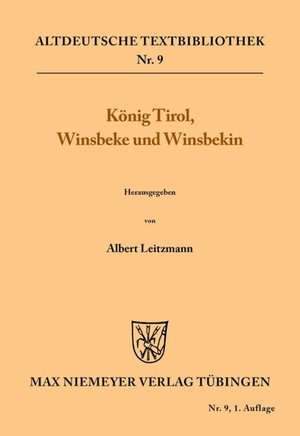 Buchcover König Tirol, Winsbeke und Winsbekin  | EAN 9783110482799 | ISBN 3-11-048279-7 | ISBN 978-3-11-048279-9
