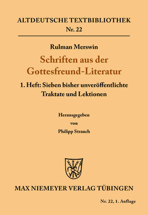 Buchcover Schriften aus der Gottesfreund-Literatur | Rulman Merswin | EAN 9783110484106 | ISBN 3-11-048410-2 | ISBN 978-3-11-048410-6