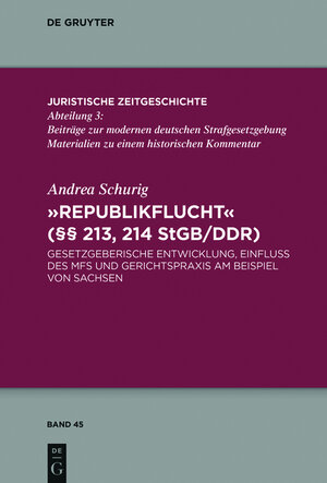 Buchcover "Republikflucht" (§§ 213, 214 StGB/DDR) | Andrea Schurig | EAN 9783110495539 | ISBN 3-11-049553-8 | ISBN 978-3-11-049553-9