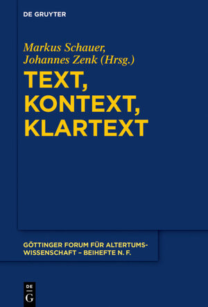 Buchcover Text, Kontext, Klartext  | EAN 9783110563771 | ISBN 3-11-056377-0 | ISBN 978-3-11-056377-1
