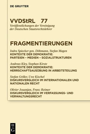 Buchcover Fragmentierungen | Indra Spiecker gen. Döhmann | EAN 9783110580860 | ISBN 3-11-058086-1 | ISBN 978-3-11-058086-0