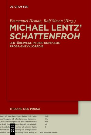 Buchcover Michael Lentz' ›Schattenfroh‹  | EAN 9783110744422 | ISBN 3-11-074442-2 | ISBN 978-3-11-074442-2