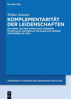 Buchcover Komplementarität der Leidenschaften | Tobias Janotta | EAN 9783110758924 | ISBN 3-11-075892-X | ISBN 978-3-11-075892-4