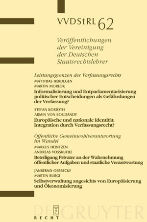 Buchcover Leistungsgrenzen des Verfassungsrechts. Öffentliche Gemeinwohlverantwortung im Wandel  | EAN 9783110922806 | ISBN 3-11-092280-0 | ISBN 978-3-11-092280-6