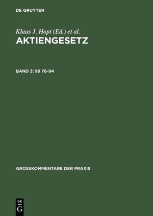 Buchcover Aktiengesetz / §§ 76-94  | EAN 9783110951653 | ISBN 3-11-095165-7 | ISBN 978-3-11-095165-3