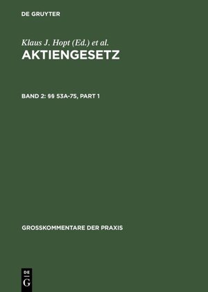 Buchcover Aktiengesetz / §§ 53a-75  | EAN 9783110978773 | ISBN 3-11-097877-6 | ISBN 978-3-11-097877-3